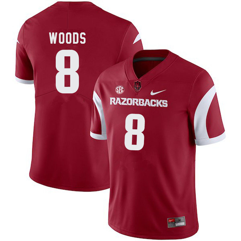 Men #8 Mike Woods Arkansas Razorbacks College Football Jerseys-Cardinal